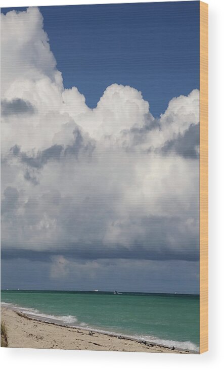 Seascape Wood Print featuring the photograph Storm Clouds Over Miami Beach by Northforklight