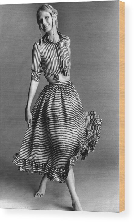 Fashion Model Wood Print featuring the photograph Stripes All Over by Evening Standard