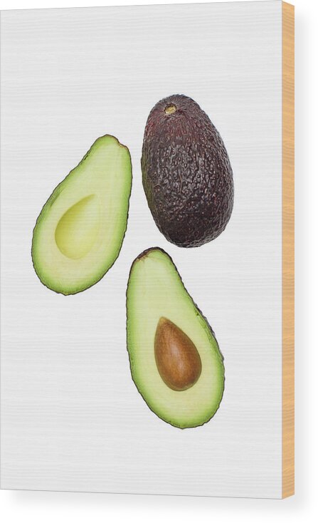 White Background Wood Print featuring the photograph Studio Shot Of Avocado by Johner Images