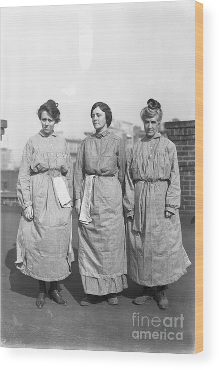 People Wood Print featuring the photograph Suffragettes Modeling Their Prison by Bettmann