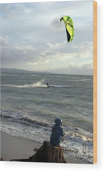 Wind Surfing Wood Print featuring the photograph Surfs Up by Mary Lou Chmura
