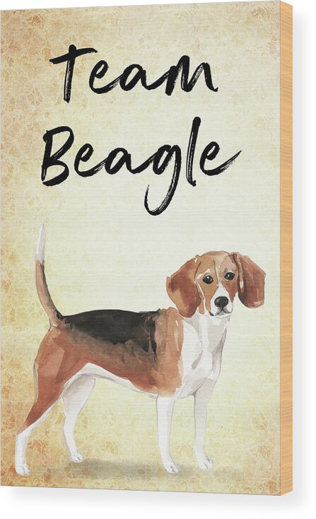 Beagle Wood Print featuring the painting Team Beagle cute Art for Dog lovers by Matthias Hauser