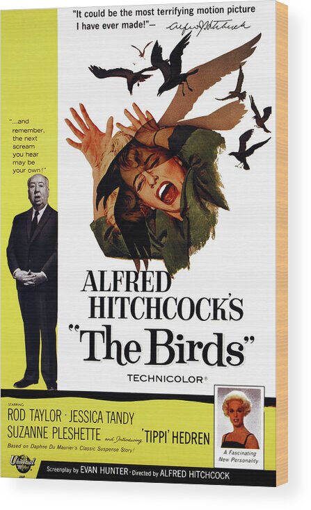 Poster Wood Print featuring the painting The Birds by Summer At The Cinema