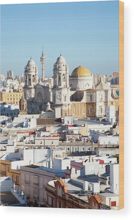 Built Structure Wood Print featuring the photograph The Cathedral Of Cadiz by Peter Zoeller / Design Pics