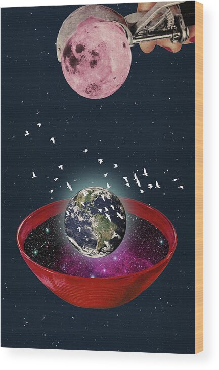 Ice Cream Wood Print featuring the mixed media The Creation Of The Universe by Elo Marc