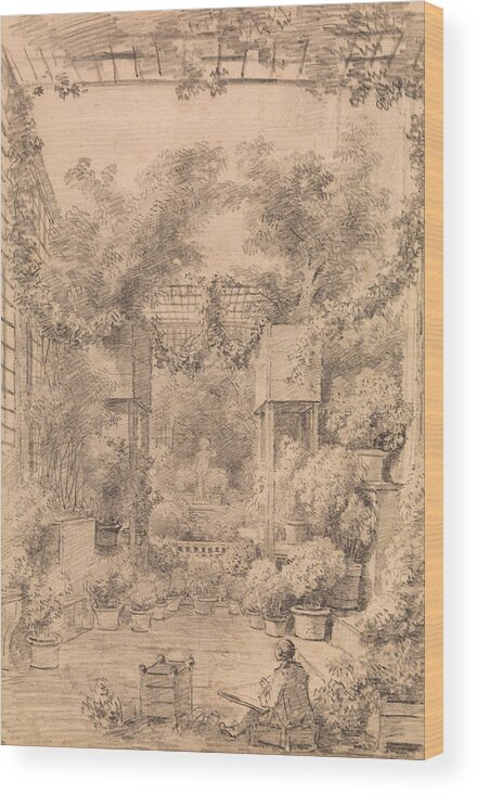18th Century Art Wood Print featuring the drawing The Draftsman by Jean-Honore Fragonard