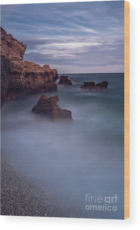 Mediterranean Wood Print featuring the photograph The rocks and the sea by Hernan Bua