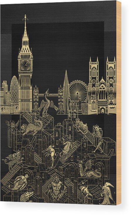 'the Underworlds' Collection By Serge Averbukh Wood Print featuring the digital art The Underworlds - Underground London by Serge Averbukh