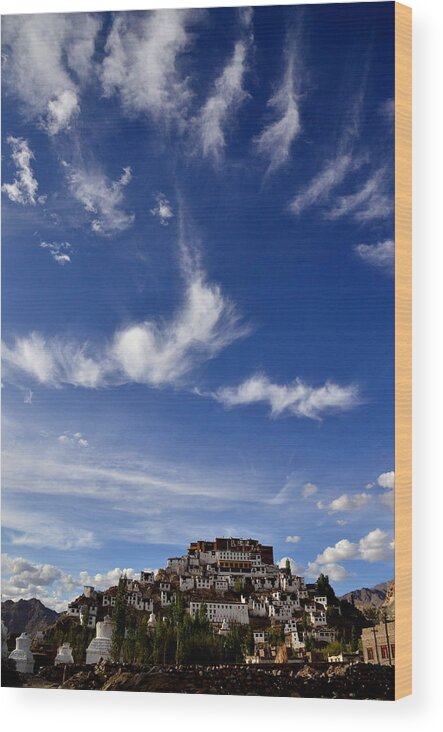 Tranquility Wood Print featuring the photograph Thikse Monastery by Aditi Das Patnaik