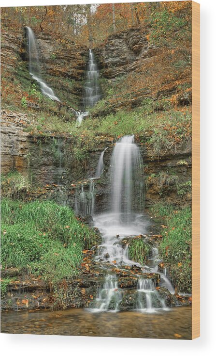 America Wood Print featuring the photograph Thunder Falls Rumbling Cascades In Autumn - Missouri by Gregory Ballos