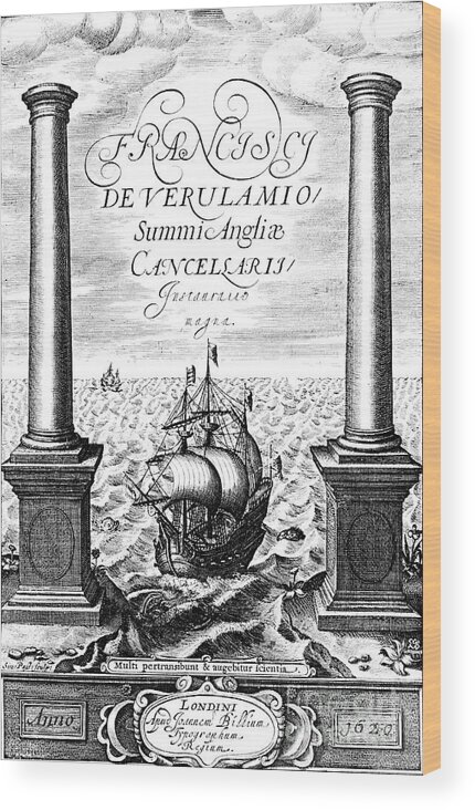 Engraving Wood Print featuring the drawing Title Page Of Instauratio Magna by Print Collector