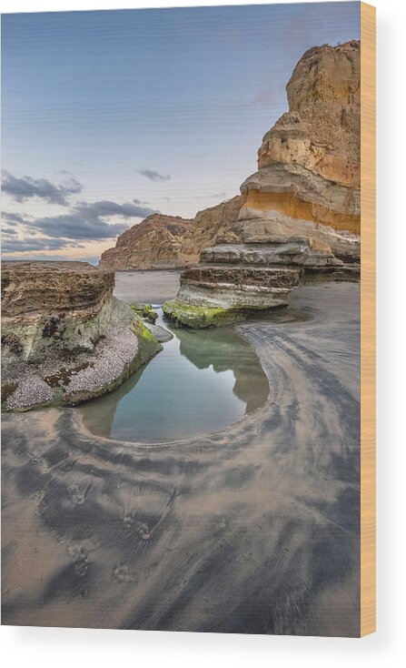 Torrey Pines Wood Print featuring the photograph Torrey Pines - Flat Rock at Low Tide by Alexander Kunz