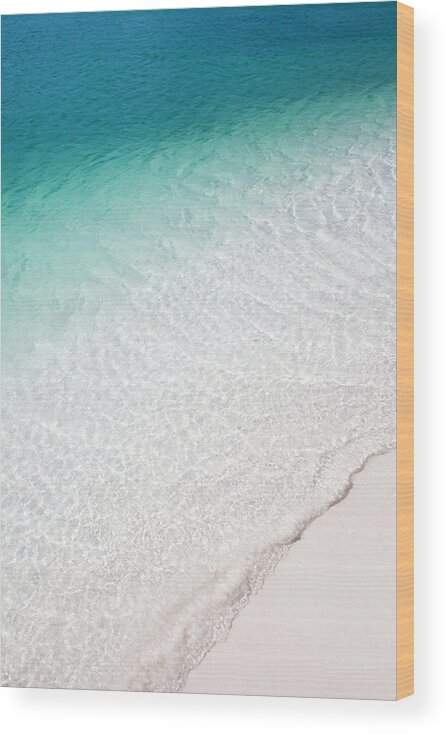 Tranquility Wood Print featuring the photograph Tropical Beach Shoreline With Blue Water by Justin Lewis