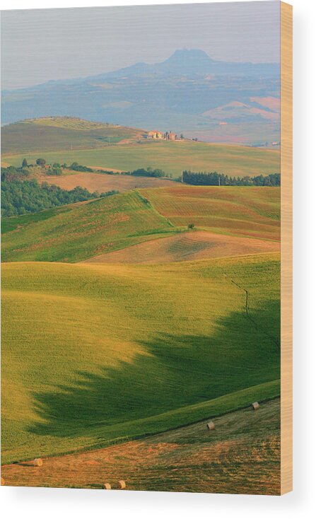 Hdr Photography Wood Print featuring the photograph Tuscan Vertical Distant Hill Castle by Robert Goldwitz