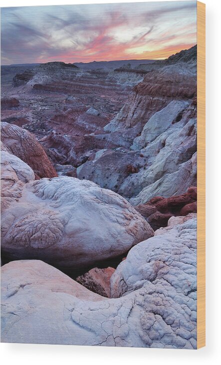 Scenics Wood Print featuring the photograph Twilight Landscape At Paria Rimrocks by Rezus