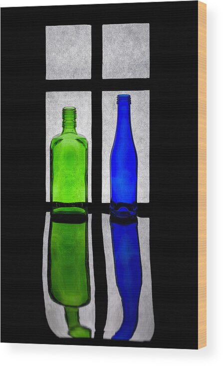 Still Life Wood Print featuring the photograph Two Bottles Under The Window by Brig Barkow