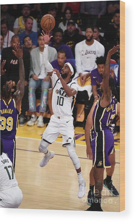 Mike Conley Wood Print featuring the photograph Utah Jazz V Los Angeles Lakers by Adam Pantozzi