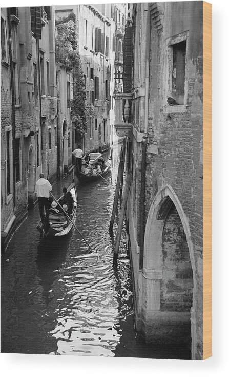 Three Quarter Length Wood Print featuring the photograph Venice, Gondolas In Canal Amid by Win-initiative/neleman