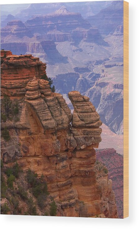 Arizona Wood Print featuring the photograph View From A Cliff In The Grand Canyon by Kalena