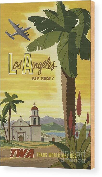 Los Wood Print featuring the painting Vintage Travel Poster - Los Angeles by Esoterica Art Agency