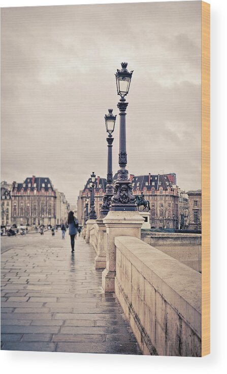 People Wood Print featuring the photograph Walking In Pont Neuf, Paris, France by Zodebala