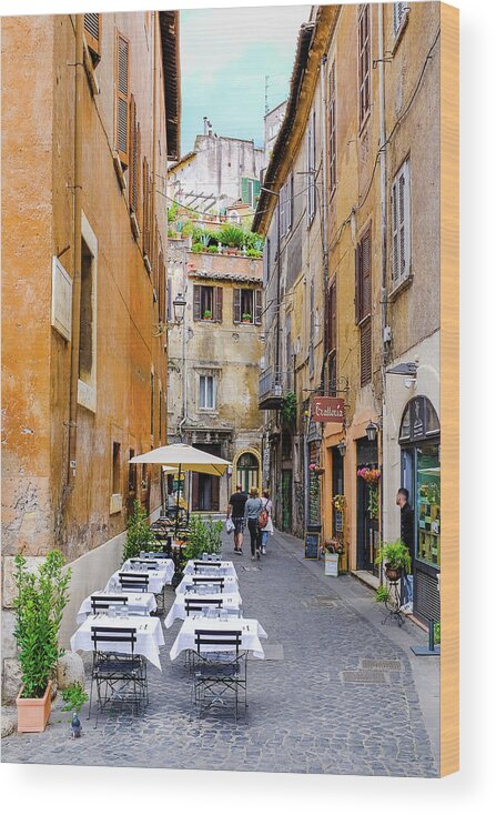 Rome Wood Print featuring the photograph Walking the Cobblestone Streets of Sorrento Italy by Robert Bellomy