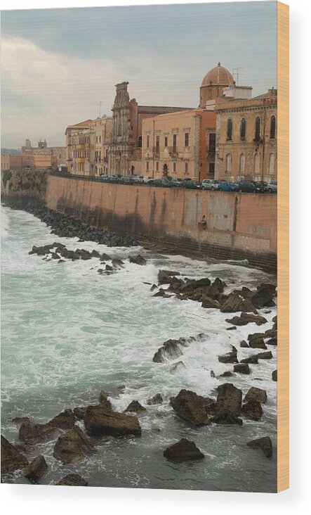 Sicily Wood Print featuring the photograph Walled City Of Syracuse On The Sicilian by Stuart Mccall