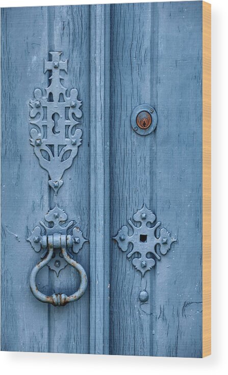 Templar Wood Print featuring the photograph Weathered Blue Door Lock by David Letts