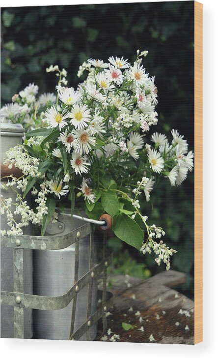 Ip_12977492 Wood Print featuring the photograph White Bouquet Made From Autumn Aster And Knotweed by Christin By Hof 9
