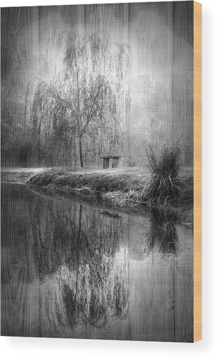 Carolina Wood Print featuring the photograph Willow in Black and White by Debra and Dave Vanderlaan