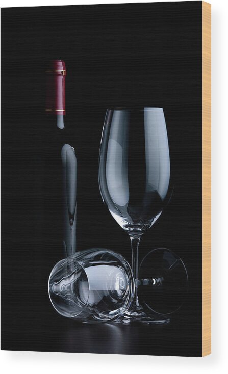 Shadow Wood Print featuring the photograph Wine Glasses by Georghanf
