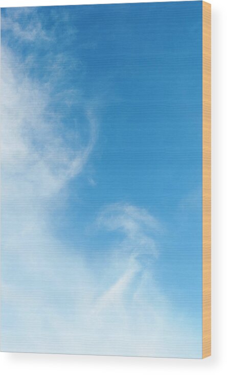 Concepts & Topics Wood Print featuring the photograph Wispy Clouds In Blue Sky by Stuart Mccall