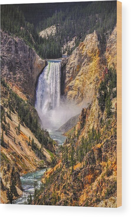 Yellowstone Wood Print featuring the photograph Yellowstone Lower Falls by Chance Kafka