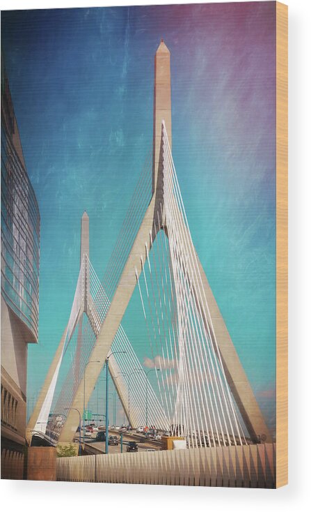 Boston Wood Print featuring the photograph Zakim Bridge Boston Massachusetts by Carol Japp