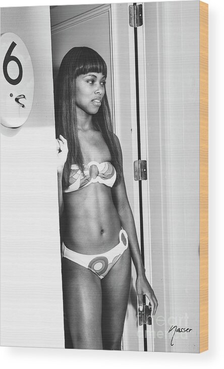 Sexy Girl Wall Art Wood Print featuring the photograph 0759 Dominique at Cranes Beach House Delray Beach by Amyn Nasser Fashion Photographer