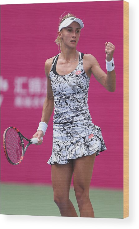 Tennis Wood Print featuring the photograph 2016 WTA Guangzhou Open - Day 4 #1 by Zhong Zhi