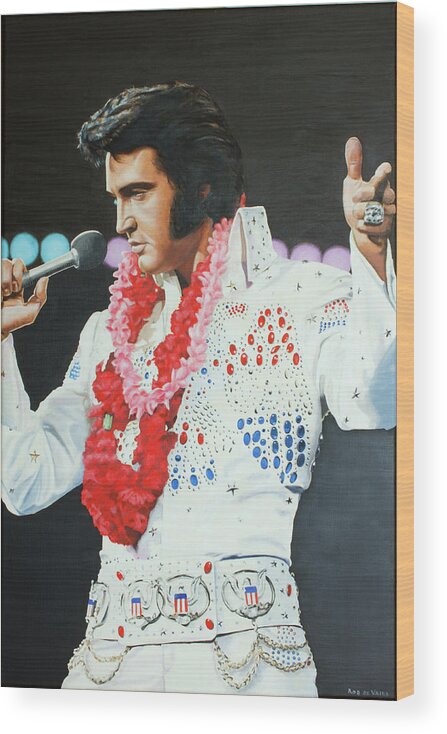 Elvis Wood Print featuring the painting Aloha from Hawaii #2 by Rob De Vries