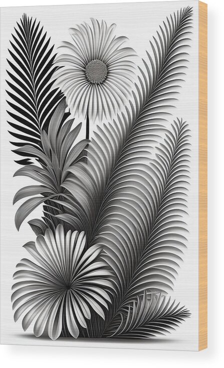 Palm Leaves Wood Print featuring the digital art Botanical Palm Leaves by Lori Hutchison