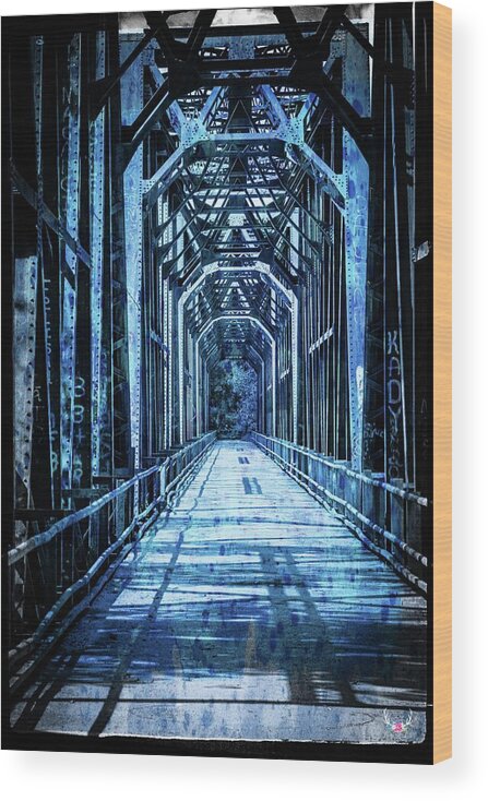Historic Wood Print featuring the photograph Bridge in Blue by Pam Rendall