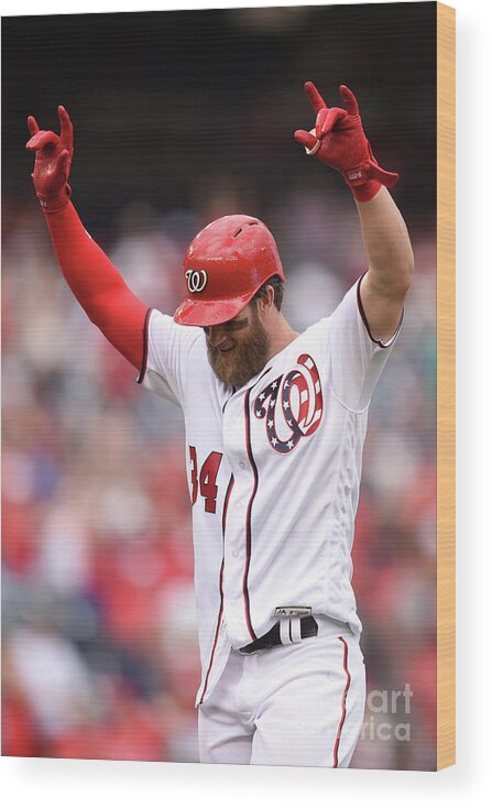 Three Quarter Length Wood Print featuring the photograph Bryce Harper by Mitchell Layton