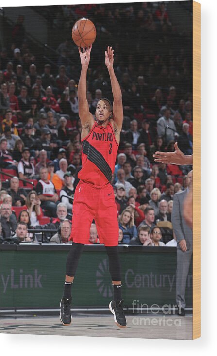 Nba Pro Basketball Wood Print featuring the photograph C.j. Mccollum by Sam Forencich
