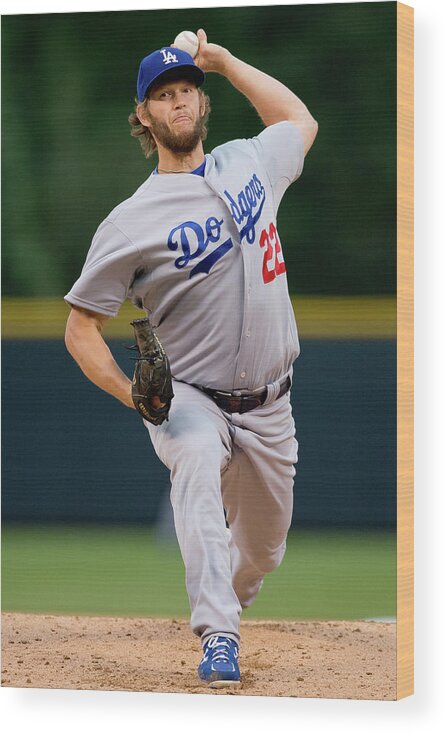 People Wood Print featuring the photograph Clayton Kershaw #1 by Justin Edmonds