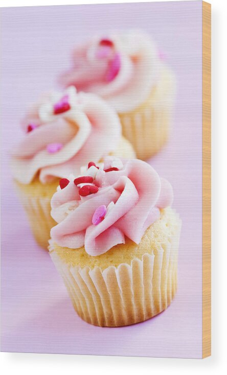 Celebration Wood Print featuring the photograph Cupcakes #1 by Elena Elisseeva