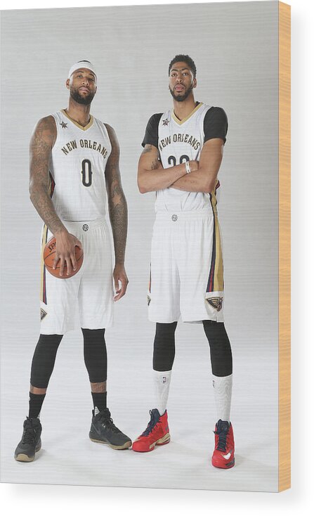 Demarcus Cousins Wood Print featuring the photograph Demarcus Cousins and Anthony Davis by Layne Murdoch