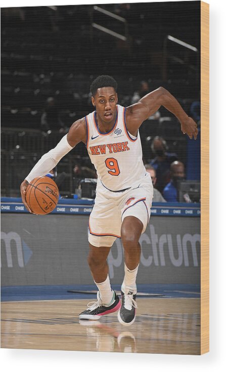 Rj Barrett Wood Print featuring the photograph Detroit Pistons v New York Knicks #1 by Garrett Ellwood