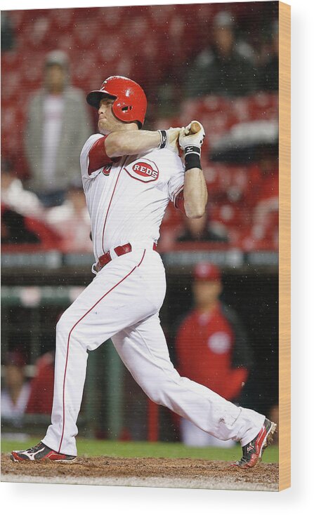 Great American Ball Park Wood Print featuring the photograph Devin Mesoraco by Joe Robbins