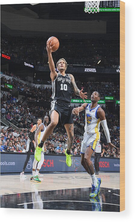 Nba Pro Basketball Wood Print featuring the photograph Golden State Warriors v San Antonio Spurs #1 by Michael Gonzales