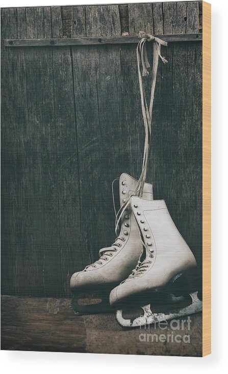Ice Wood Print featuring the photograph Ice skates #1 by Jelena Jovanovic