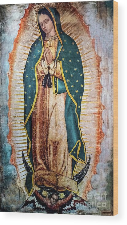 Religion Wood Print featuring the photograph Image of our lady of guadalupe is located in the new basilica, Mexico #1 by Marek Poplawski