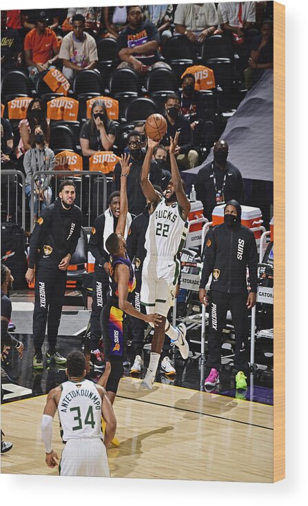 Khris Middleton Wood Print featuring the photograph Khris Middleton by Barry Gossage